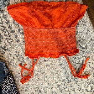 Vibrant Orange Women's Off-Shoulder Crop Top